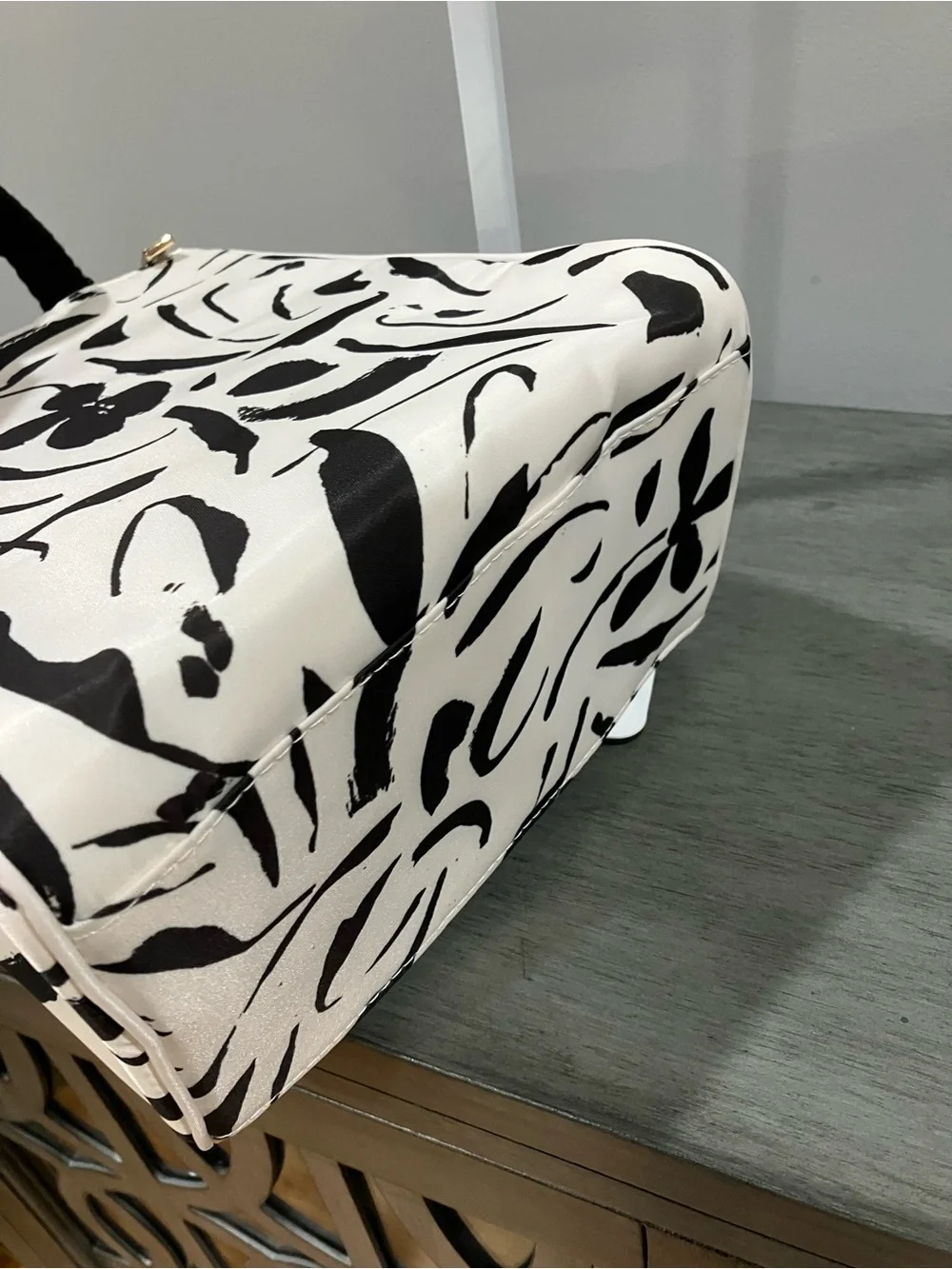 Kate Spade Black and White Abstract Floral Tote